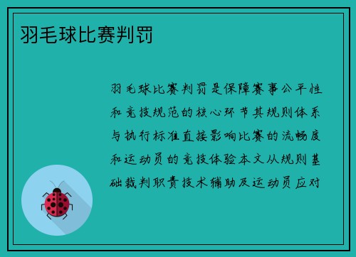 羽毛球比赛判罚